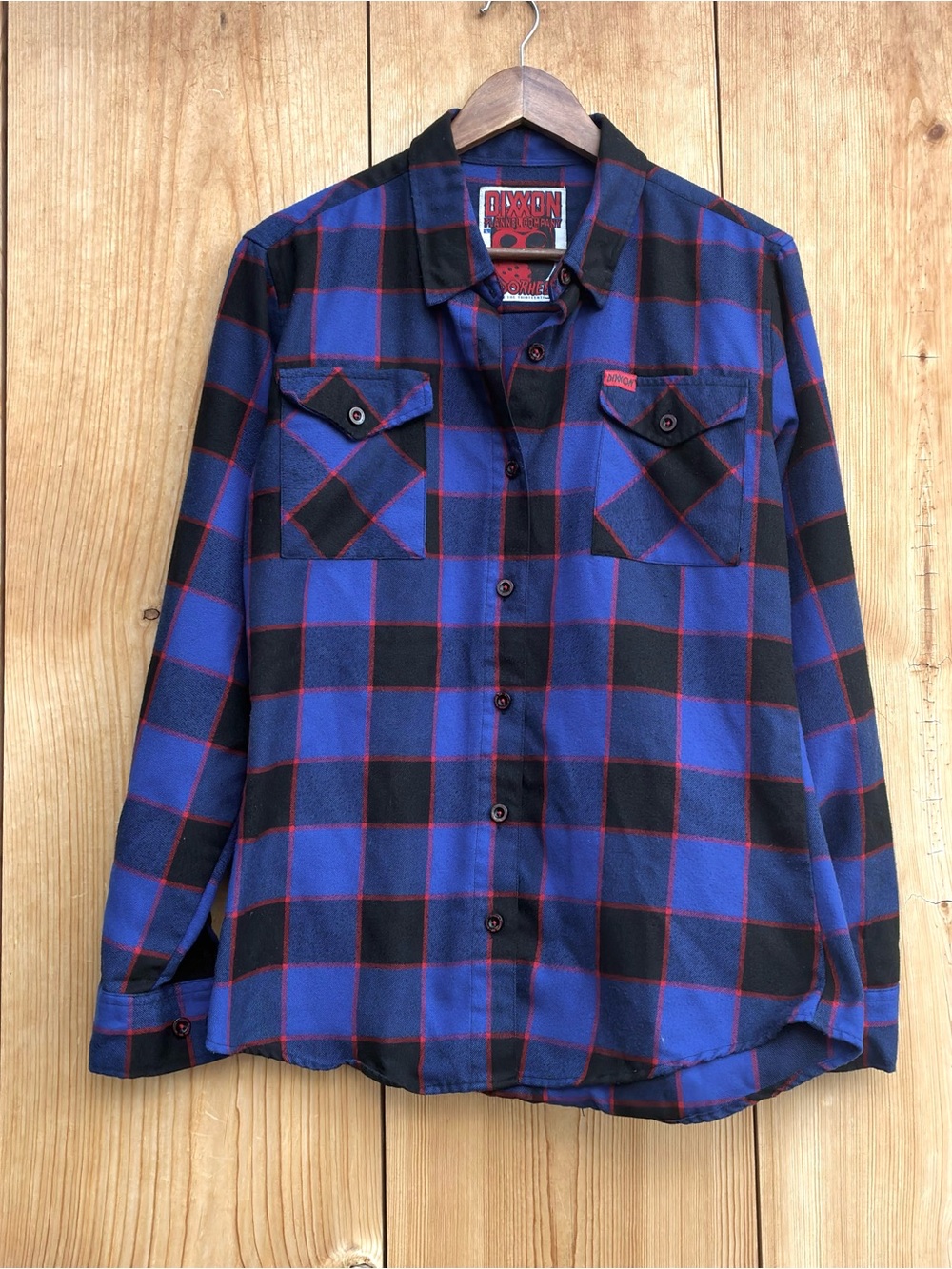 Dixxon The Voorhees Friday the 13th Blue Plaid Flannel Shirt Women’s Sz Large